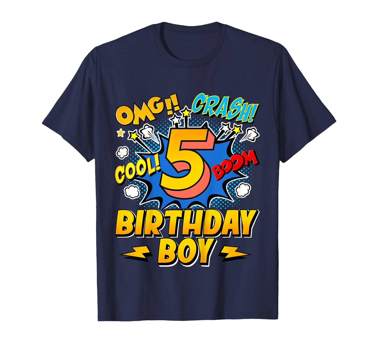 Kids Birthday Boy Comic Style 5 Years Old 5th Birthday Party T-Shirt