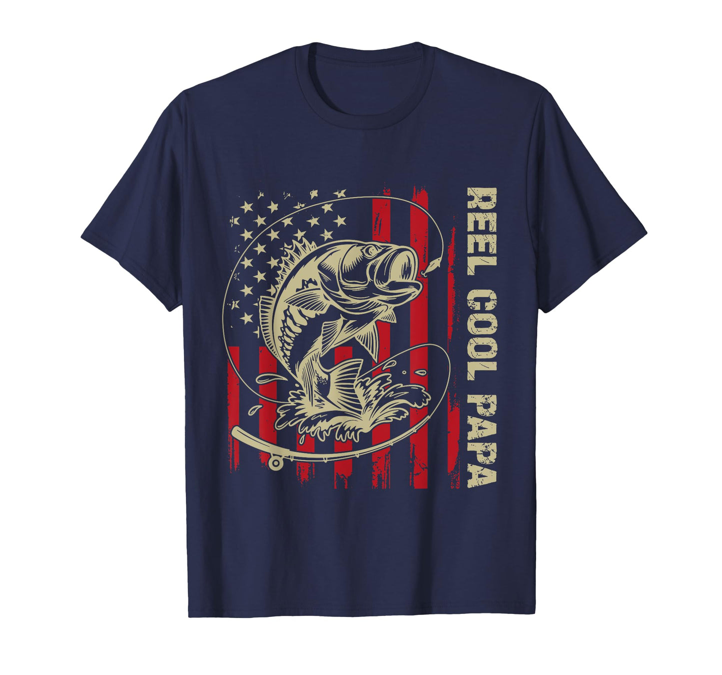 Reel Cool Papa Fishing Vintage American Flag Men's T-Shirt