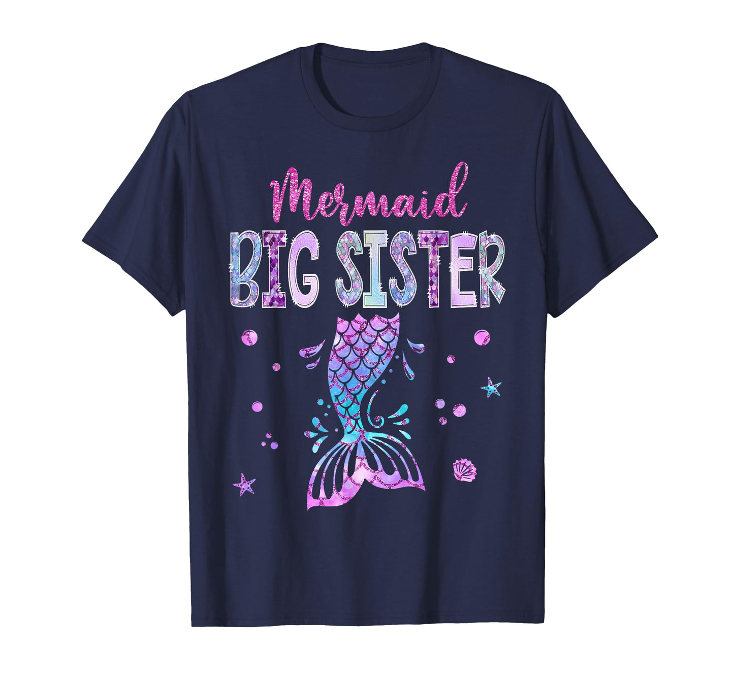 Mermaid Big Sister Birthday Party Girl Family Matching T-Shirt