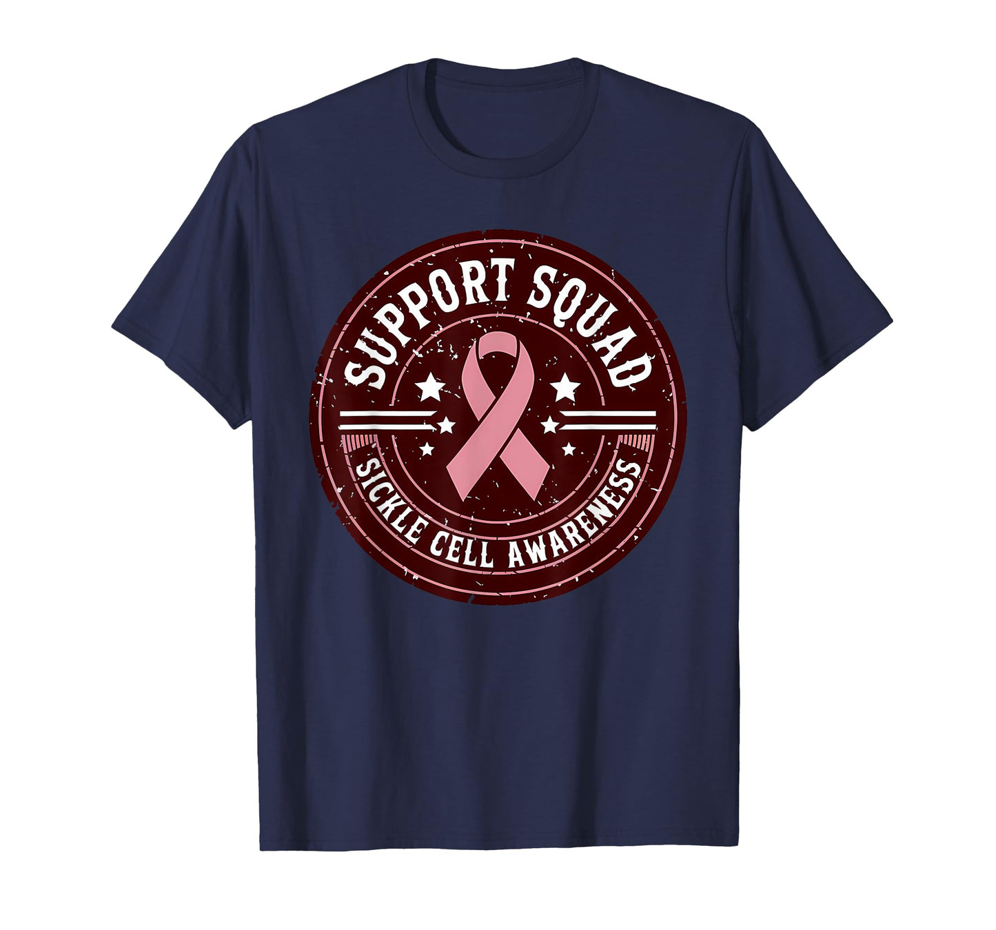 Support Squad Sickle Cell Awareness Burgundy Ribbon T-Shirt