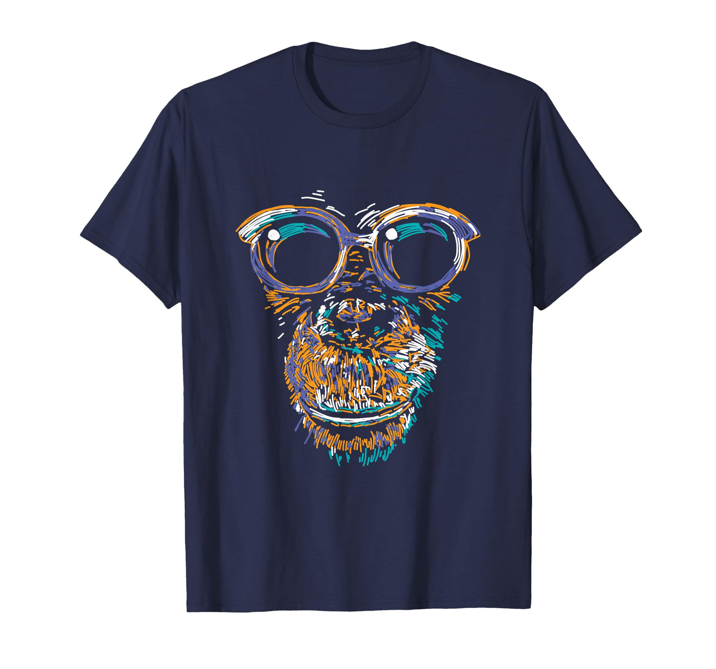 Cool Monkey Face Silhouette Animal Lover Monkey With Glasses T-Shirt