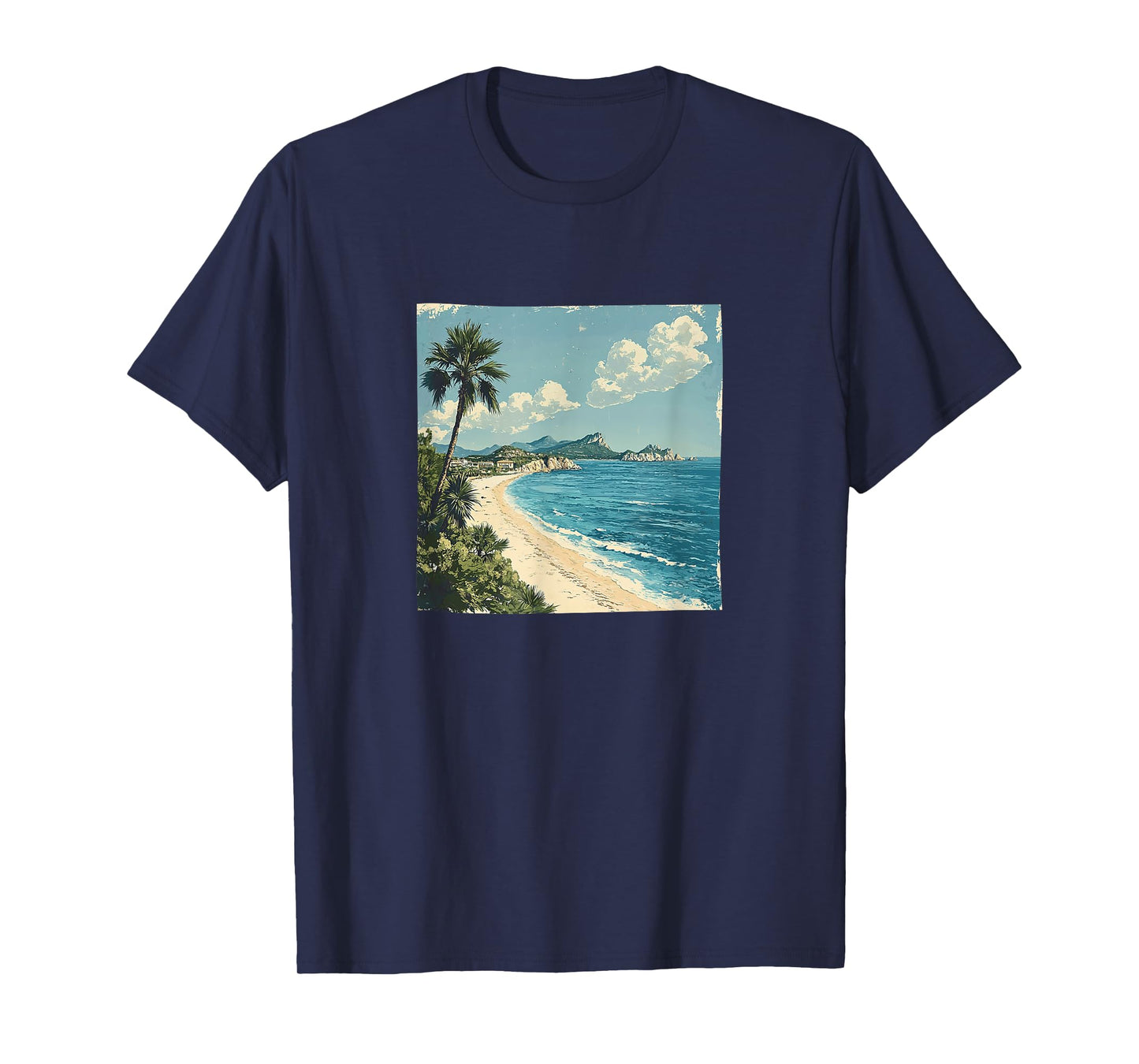 Mediterranean Coastline Vintage Landscape Graphic T-Shirt