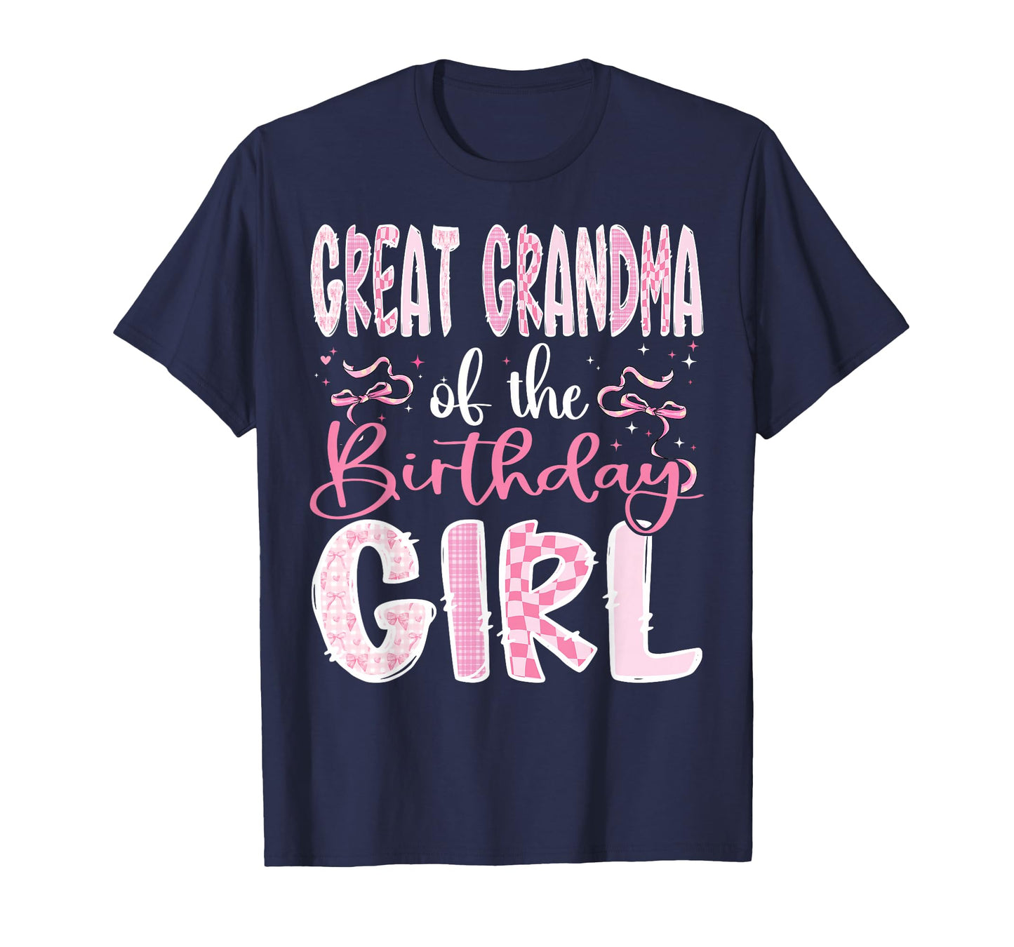 Great Grandma of The Birthday Girl Pink Coquette Bow Family T-Shirt
