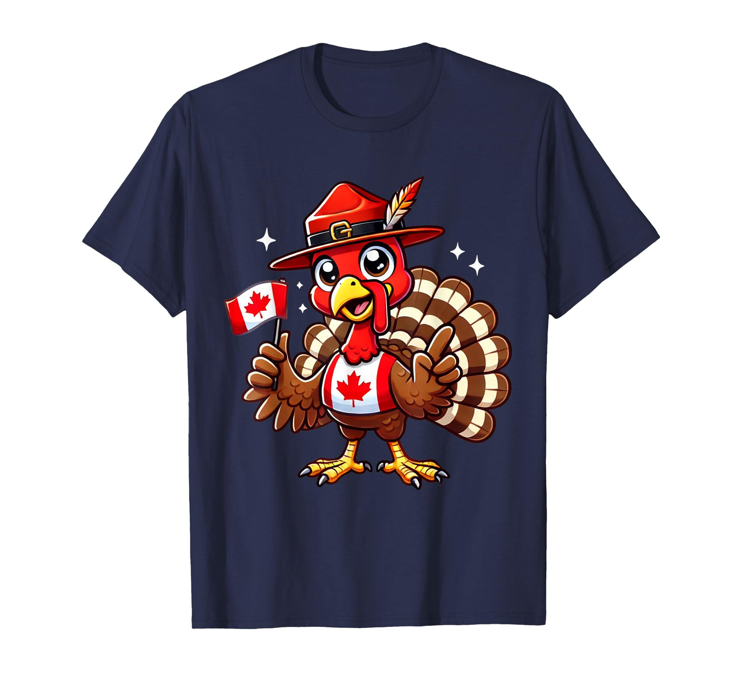 Funny Turkey Graphic Canada Flag Happy Canadian Thanksgiving T-Shirt