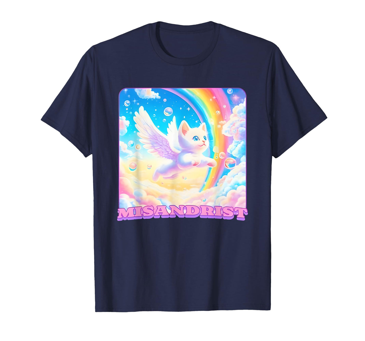 Misandrist Cat Wings Rainbow T-Shirt