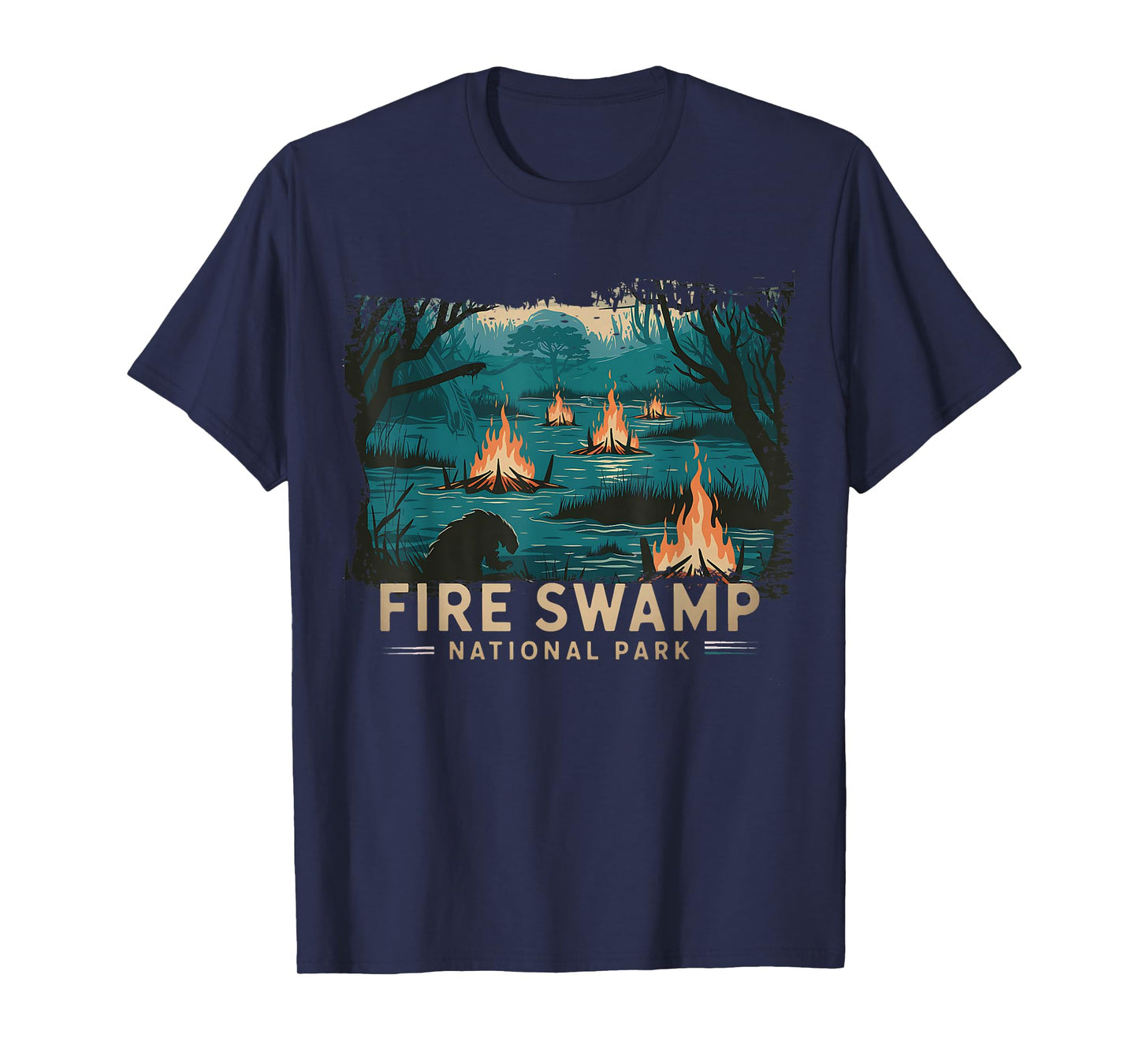 Retro Fire Swamp National Park Camping Hiking Mountain T-Shirt