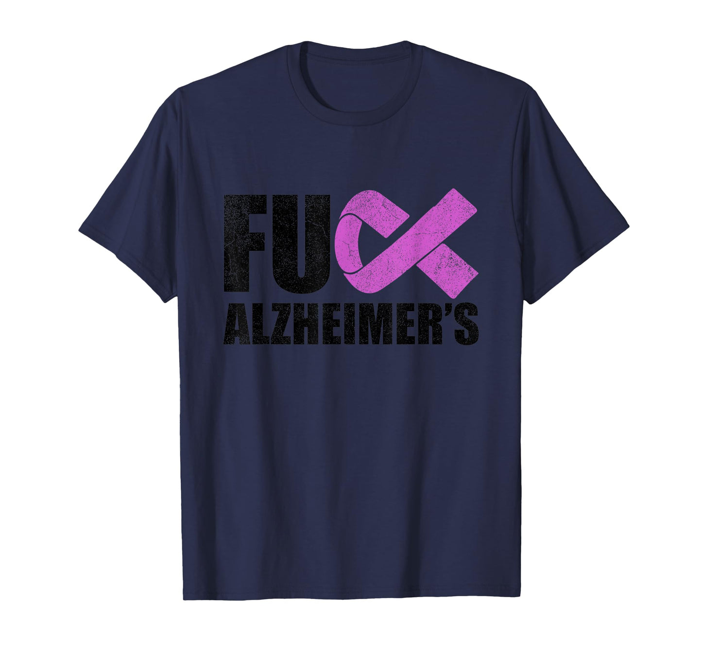 Vintage Ribbon Fuck Alzheimer’s Dementia Alzheimers Purple T-Shirt