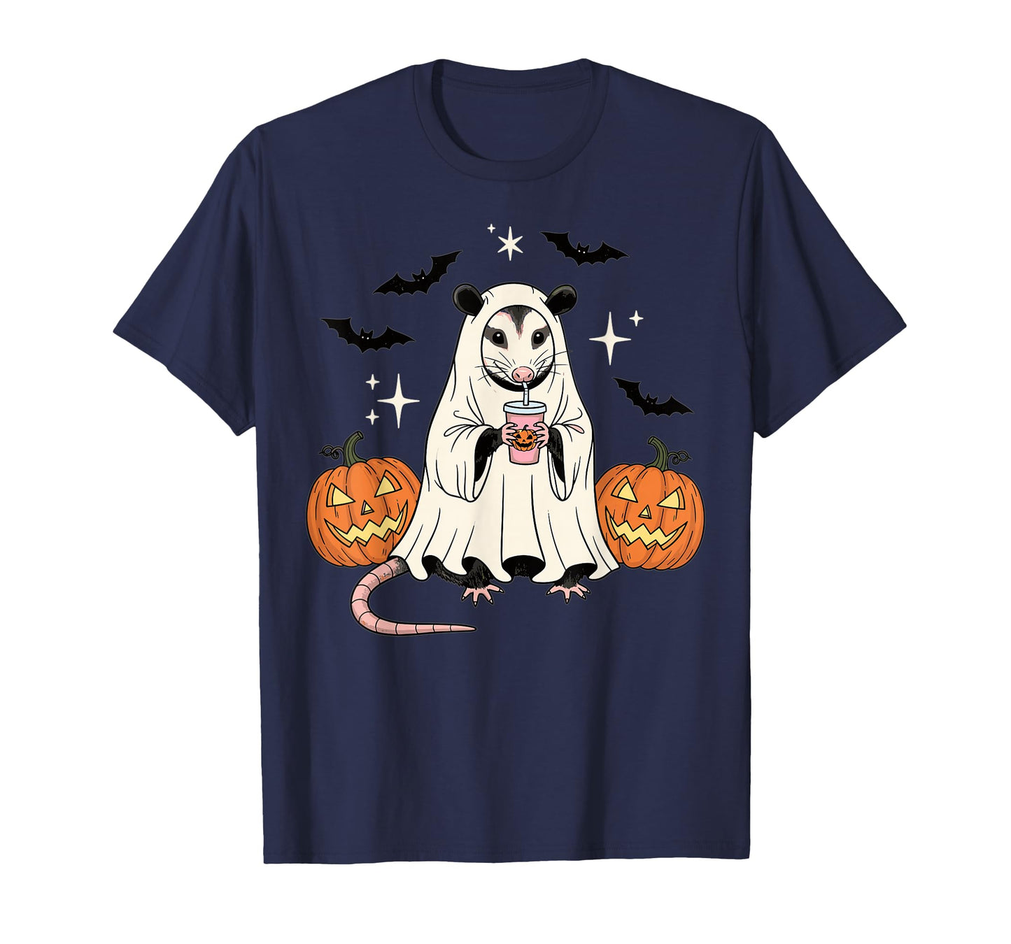 Spooky Possum Ghost Pumpkin Halloween Funny Cute T-Shirt