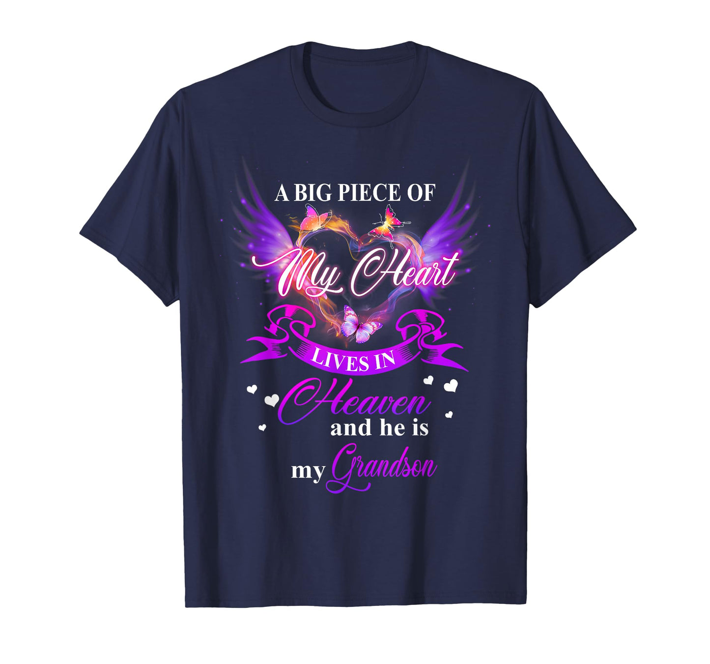 My Heart Lives In Heaven And He Is My Grandson Remember Love T-Shirt