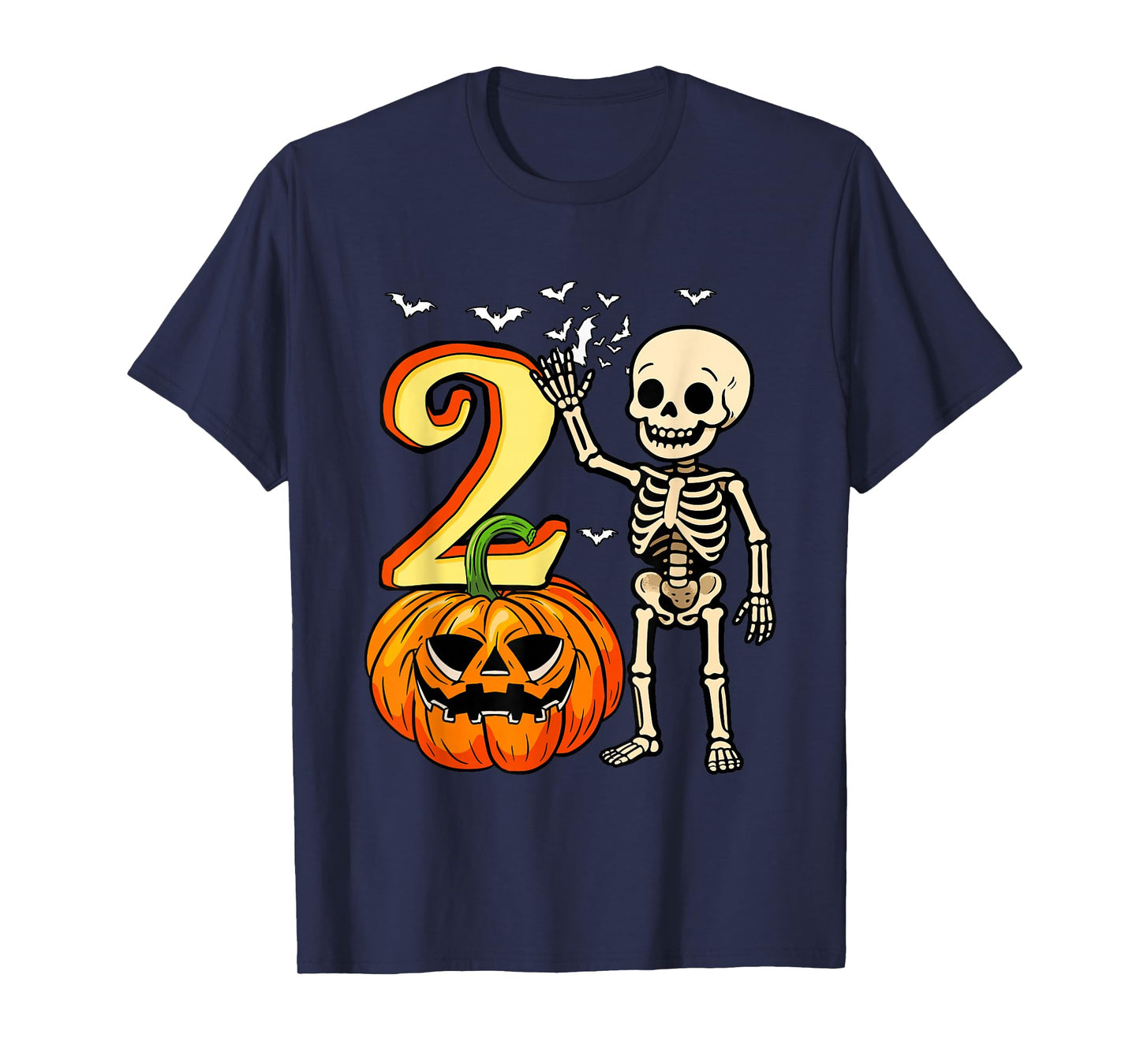 2 Halloween Skeleton 2nd Birthday Horror Carved Pumpkin T-Shirt