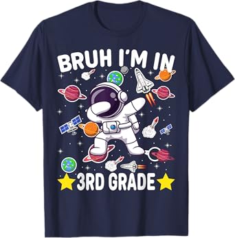 Third Grade Dabbing Boy Astronaut Bruh i'm in 3rd Grade T-Shirt