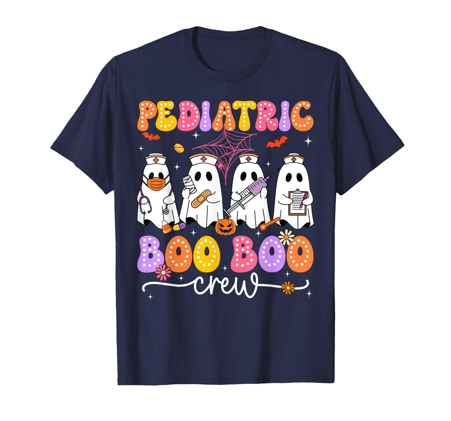 Ghost Nurse Halloween Costume Pediatric Nurse Boo Boo Crew T-Shirt