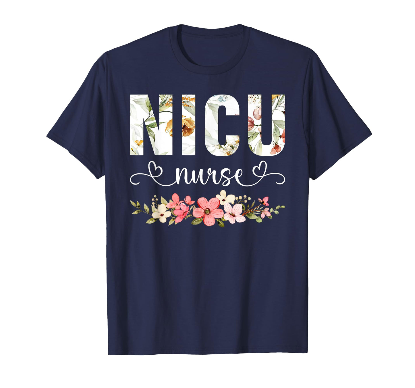 Floral NICU Nurse RN Neonatal Intensive Care Unit Nursing T-Shirt