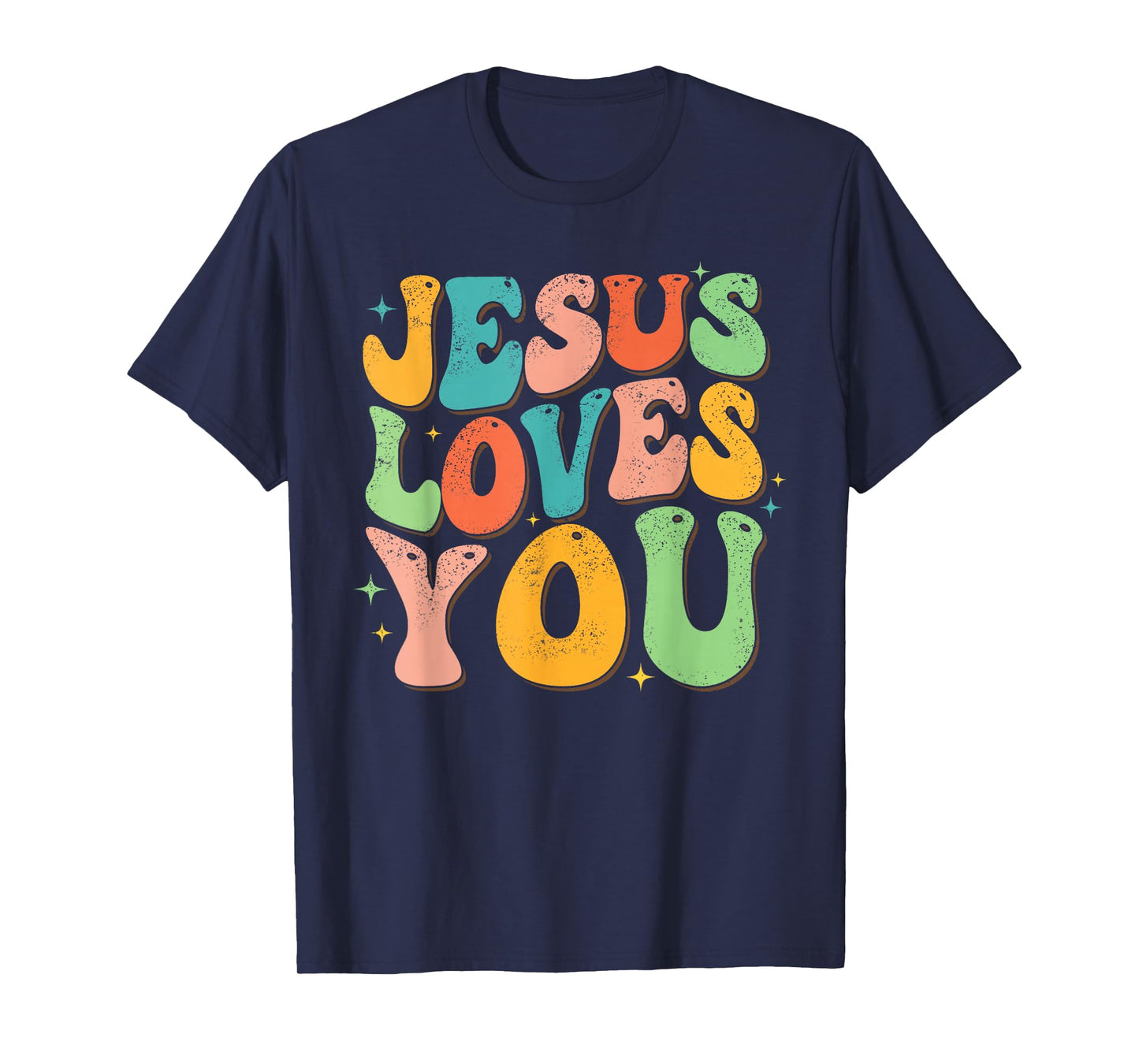 Jesus Loves You Retro Groovy Style Graphic Design Women T-Shirt