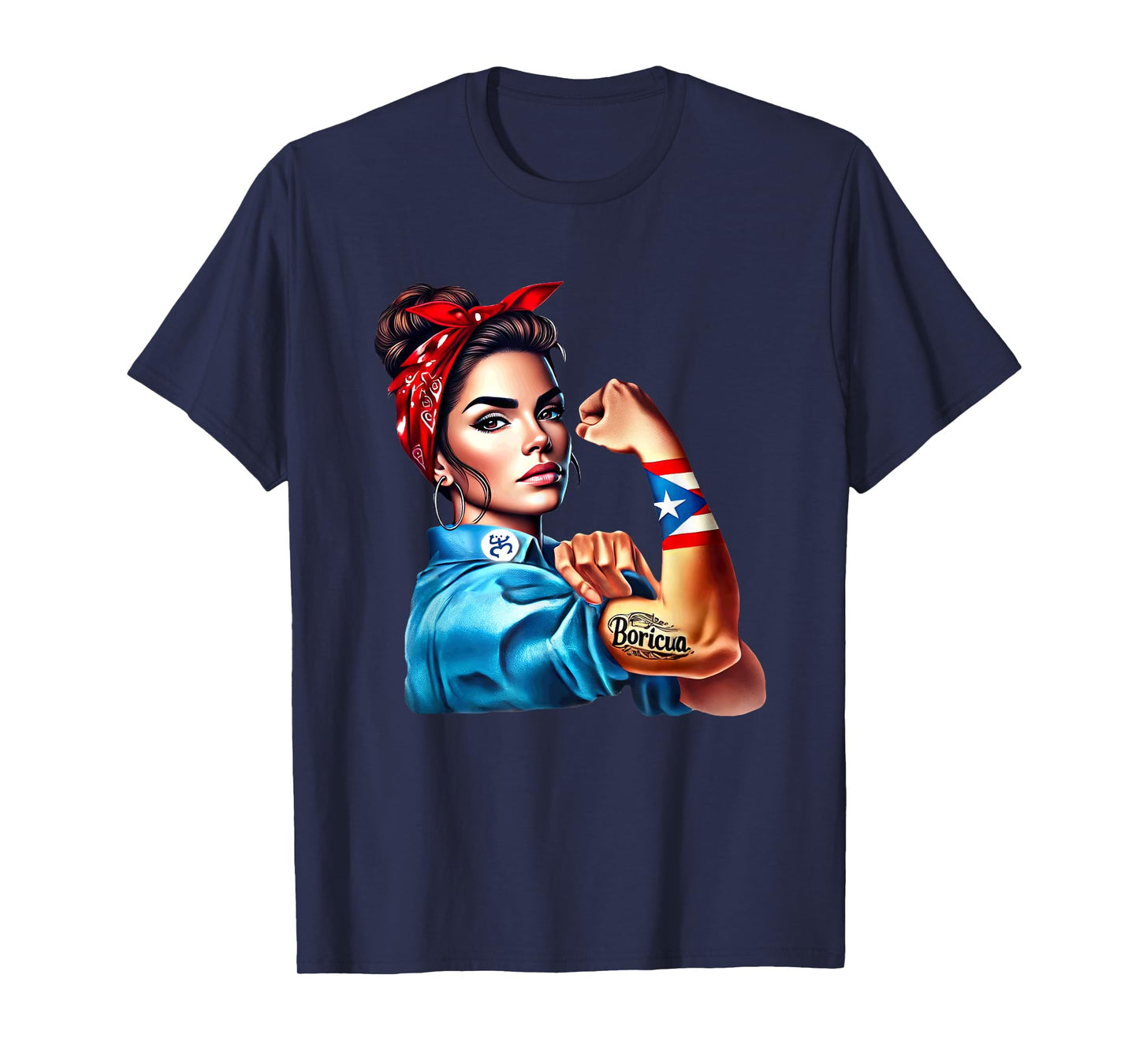 Boricua Tattoo Rosie Riveter Puerto Rico Flag Woman Coqui T-Shirt