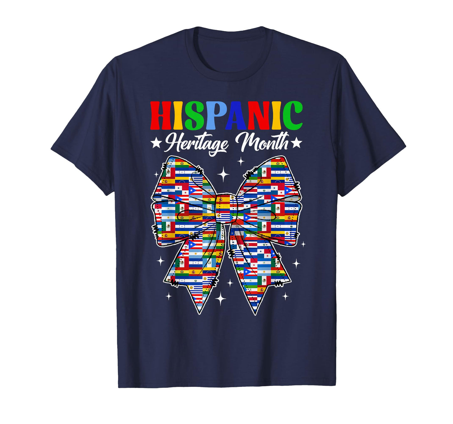 Cute Hispanic Heritage Month Hispanic Flags Bow Latino Girls T-Shirt