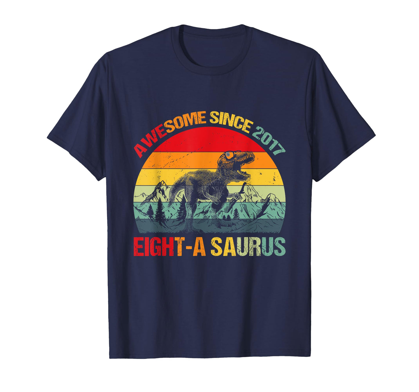 8th Birthday Awesome Since 2017 Dinosaur 8th Birthday Boy T-Shirt