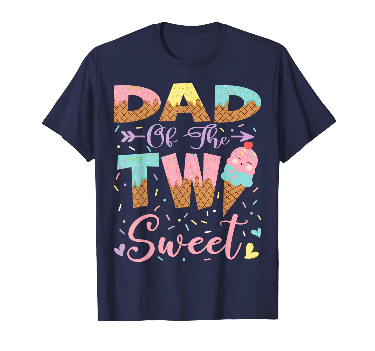 Dad Of The Two Sweet 2Nd Birthday Summer Ice Cream T-Shirt