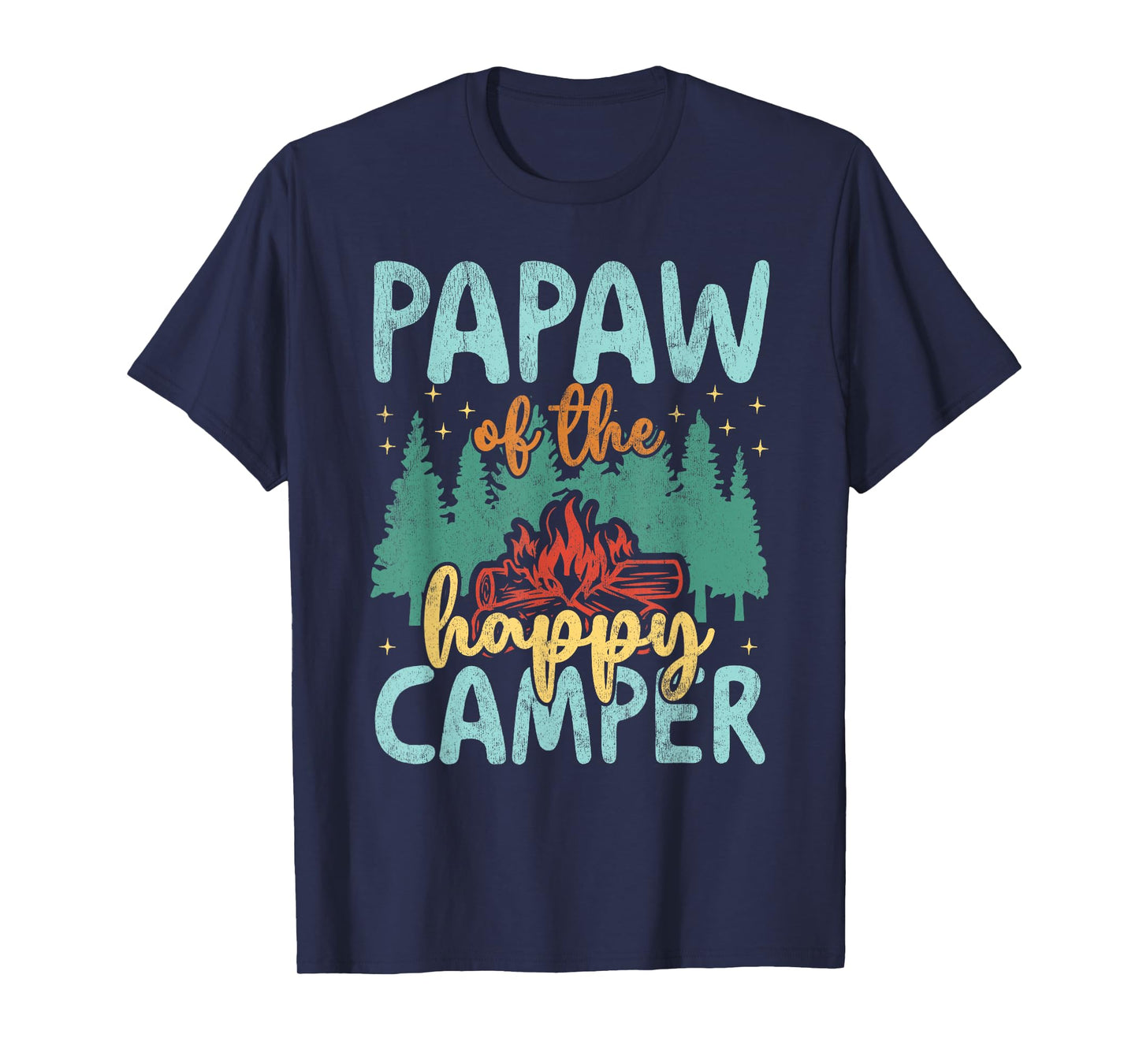 Papaw of Happy Camper 1st Birthday Party Retro Papaw T-Shirt