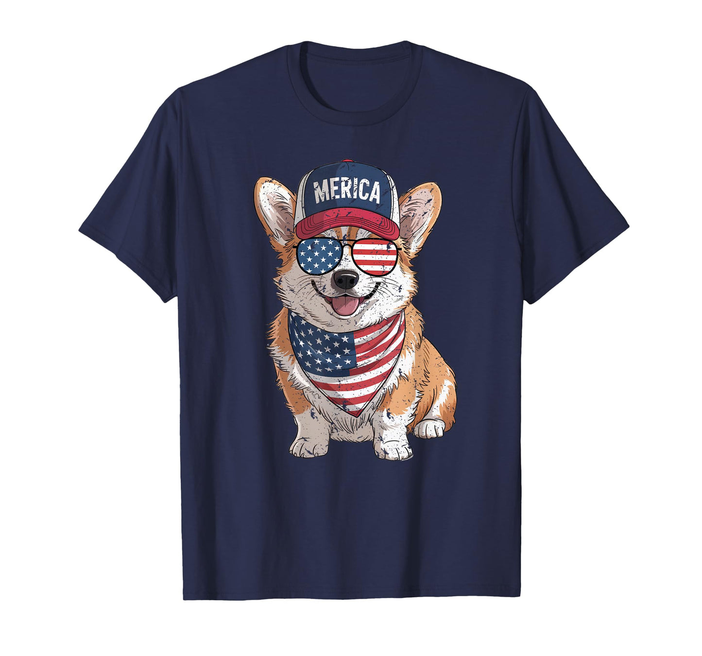Corgi 4th of July US American Flag Dog Patriotic Men Women Kids T-Shirt