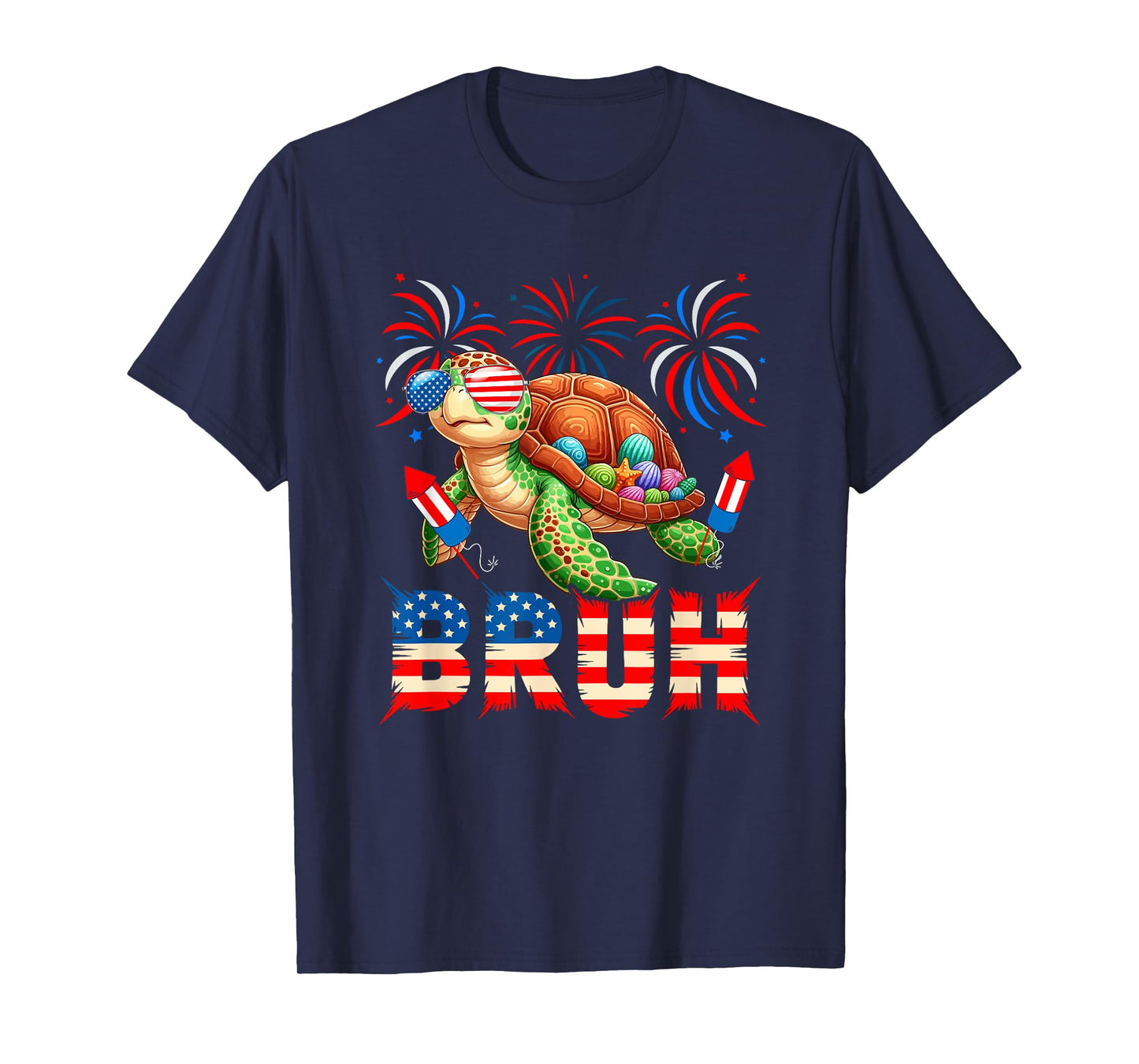 Turtle Sunglasses US Flag 4th Of July Fireworks Patriotic T-Shirt