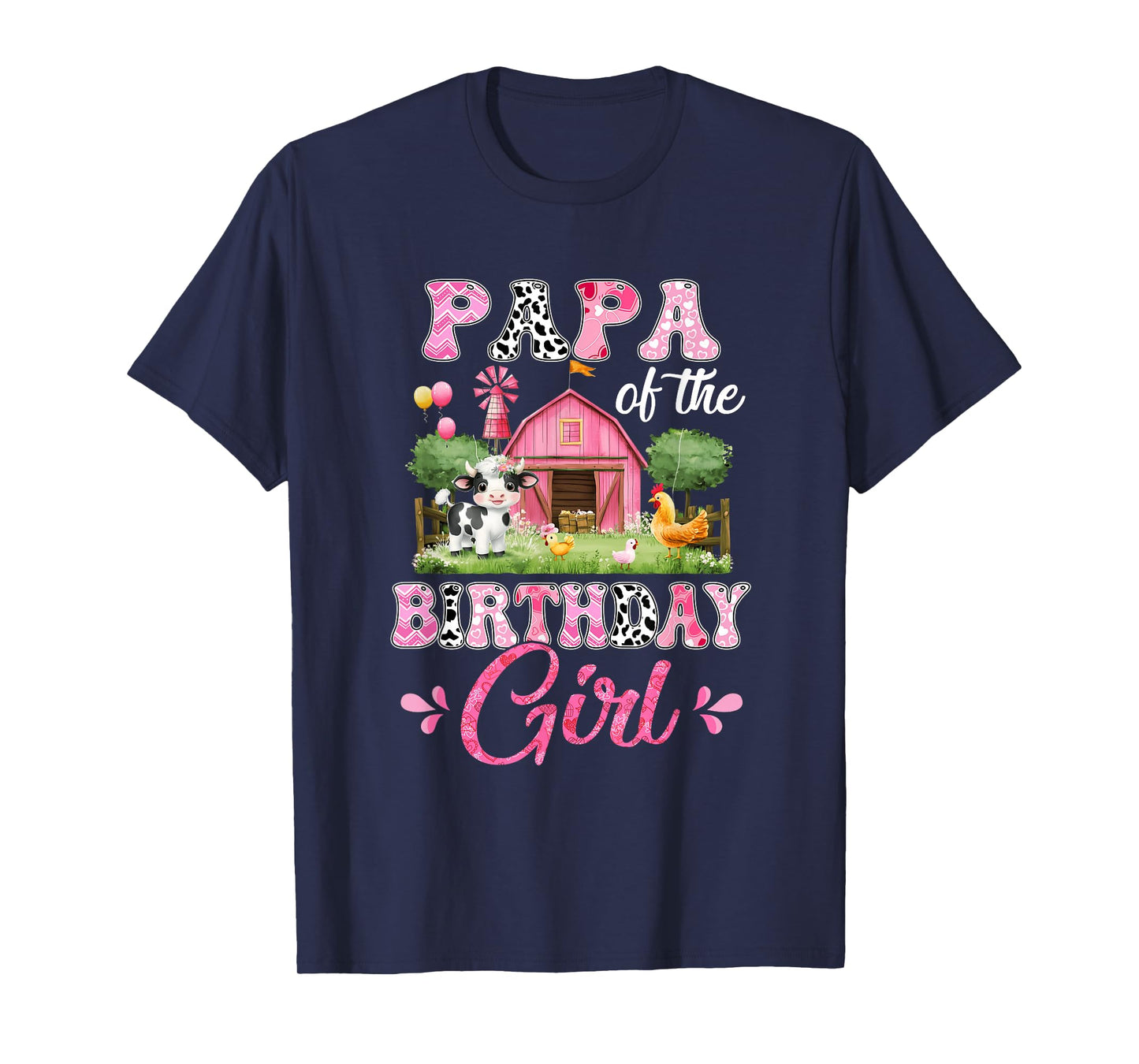 Papa Of The Birthday Girl 1St Birthday Cow Farm Family T-Shirt