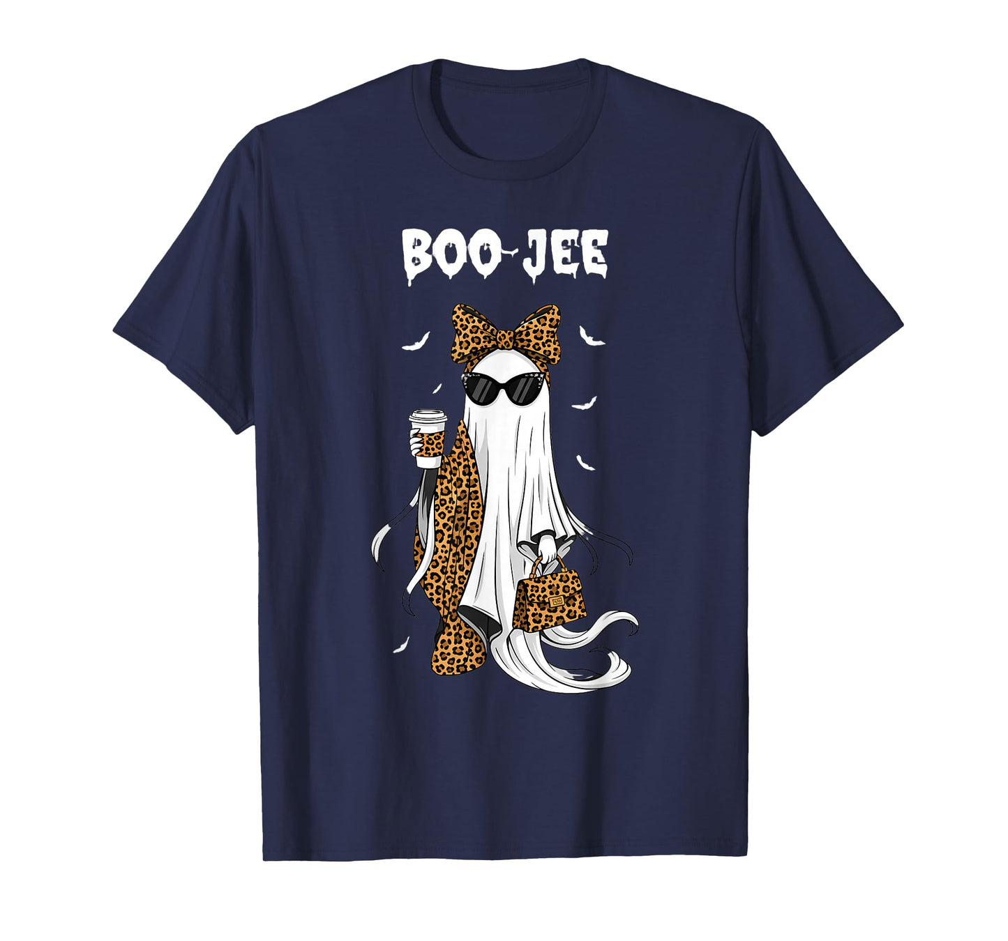 Coquette Leopard Ghost Coffee Boo-JEE Halloween Boujee Ghost T-Shirt