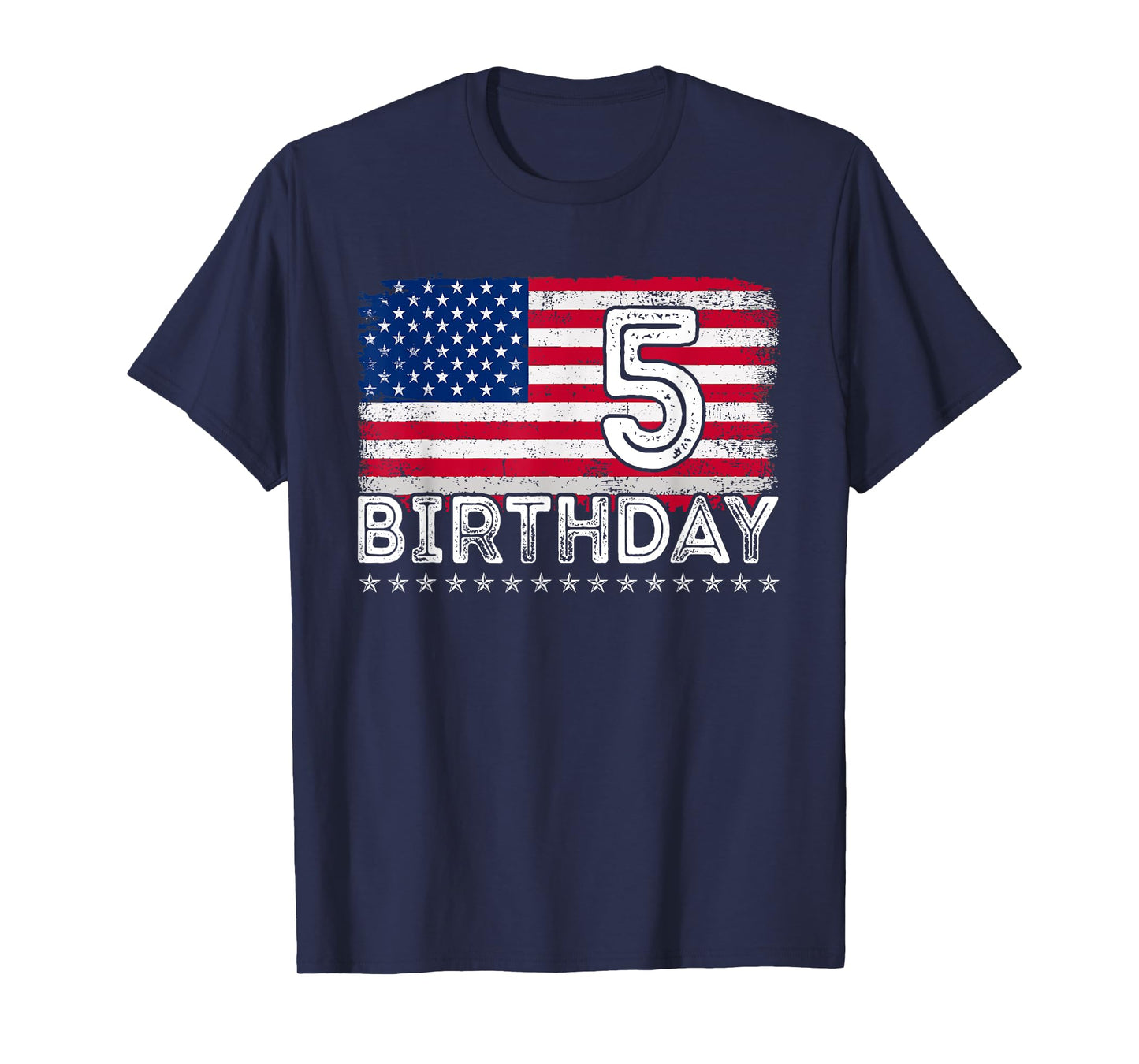 5 Years Old American Flag 5th Birthday USA Flag July 4th Boy T-Shirt