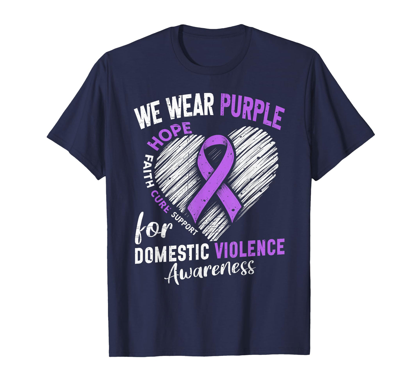 We Wear Purple for Domestic Violence Awareness Purple Ribbon T-Shirt