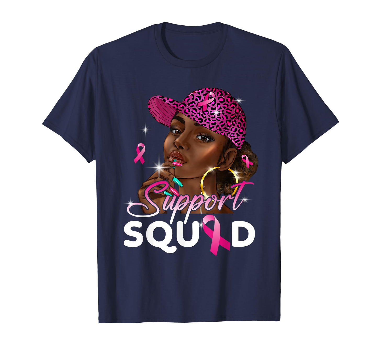 Black Girl Black Woman Breast Cancer Awareness Pink Ribbon T-Shirt