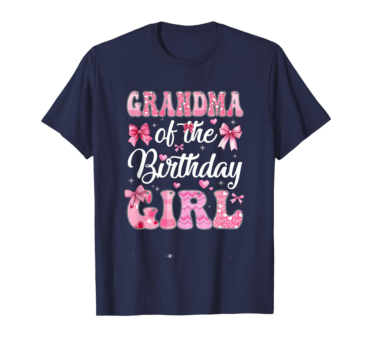 Grandma Of The Birthday Girl Family Pink Coquette Bow T-Shirt