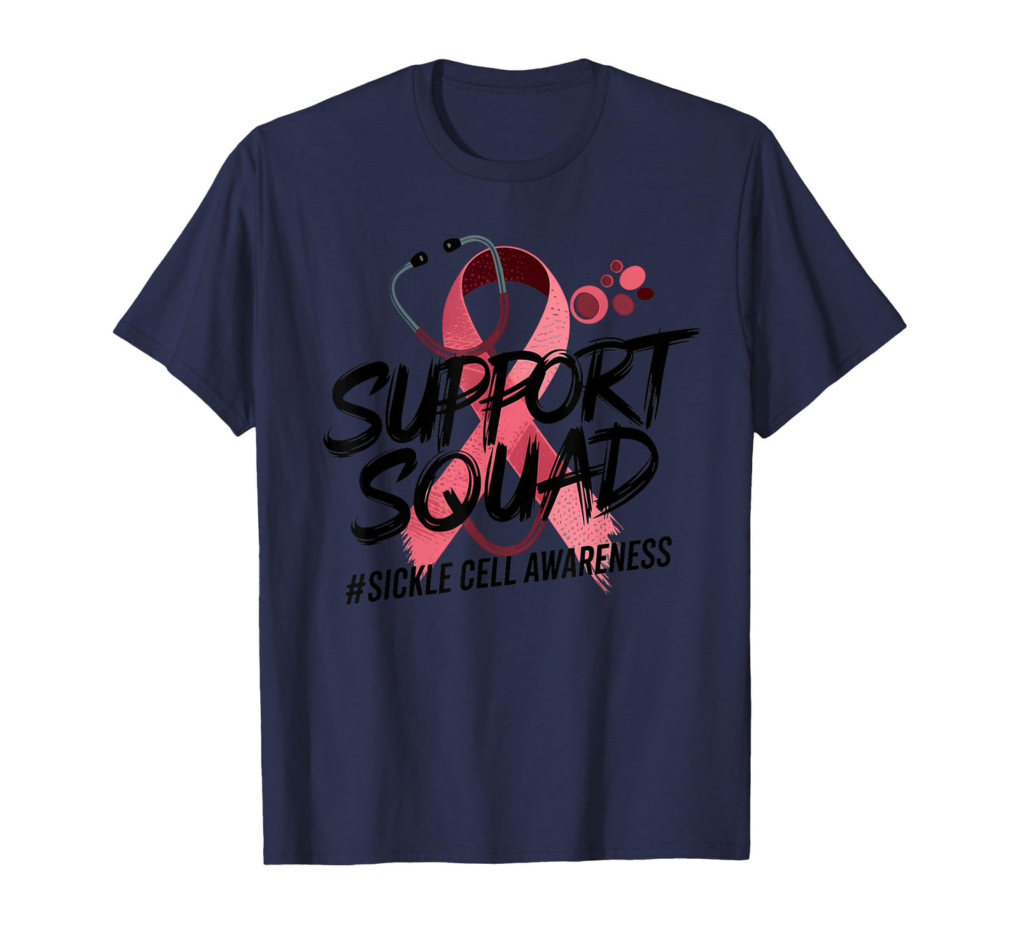 Support Squad Sickle Cell Awareness Burgundy Ribbon T-Shirt
