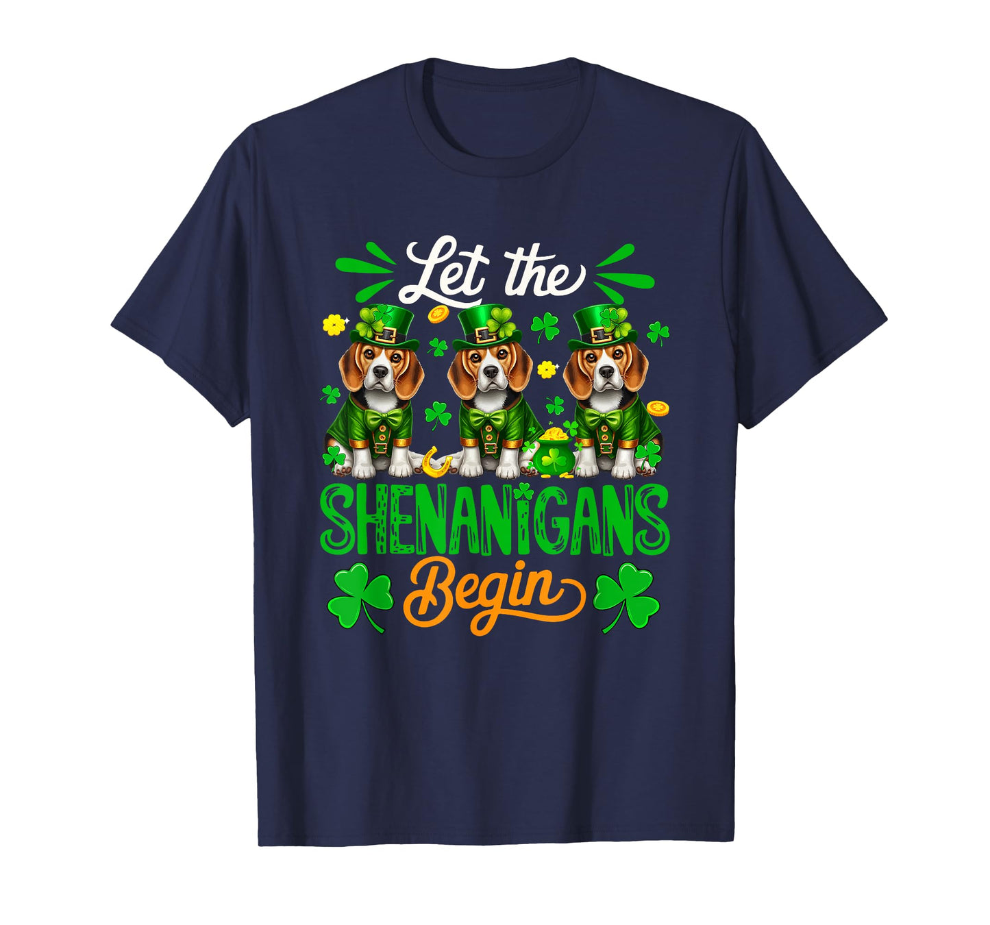 Shenanigan's Begin Three St. Patrick's Day Beagles Parade T-Shirt