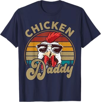 Chicken-Shirt Rooster Daddy Vintage Farmer Funny Dad Father T-Shirt
