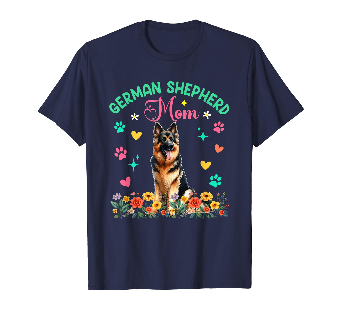 German Shepherd Mom Mother's Day Floral Cute Dog Owner Group T-Shirt