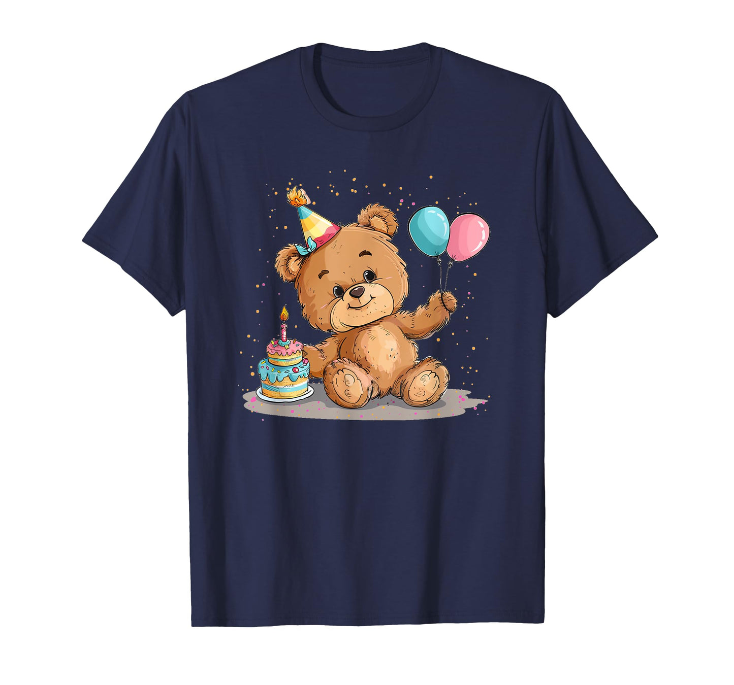 Pretty Teddy Bear with Party Hat and Birthday Balloons T-Shirt