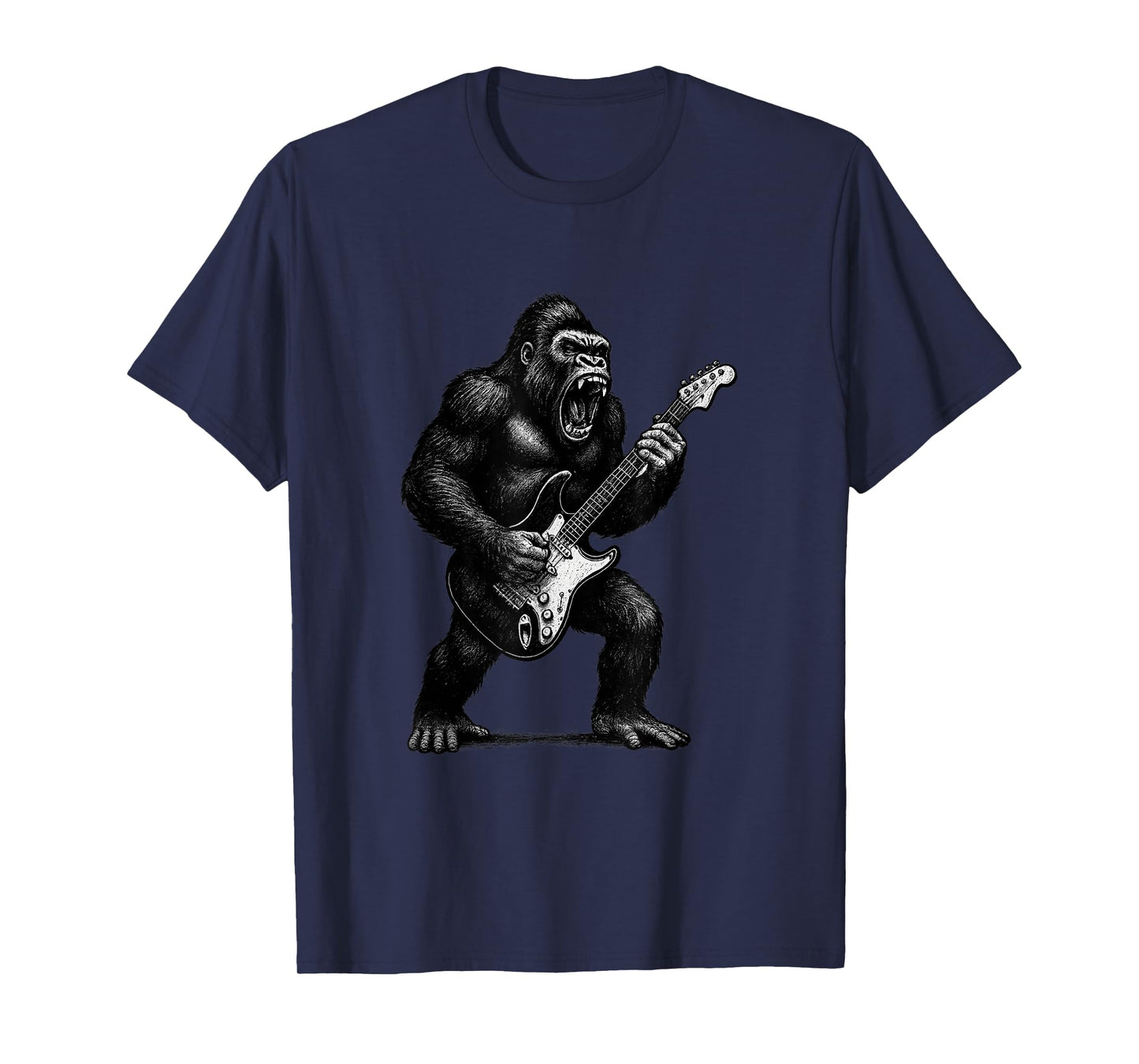 Gorilla Playing Electric Guitar Rock Music Lover T-Shirt