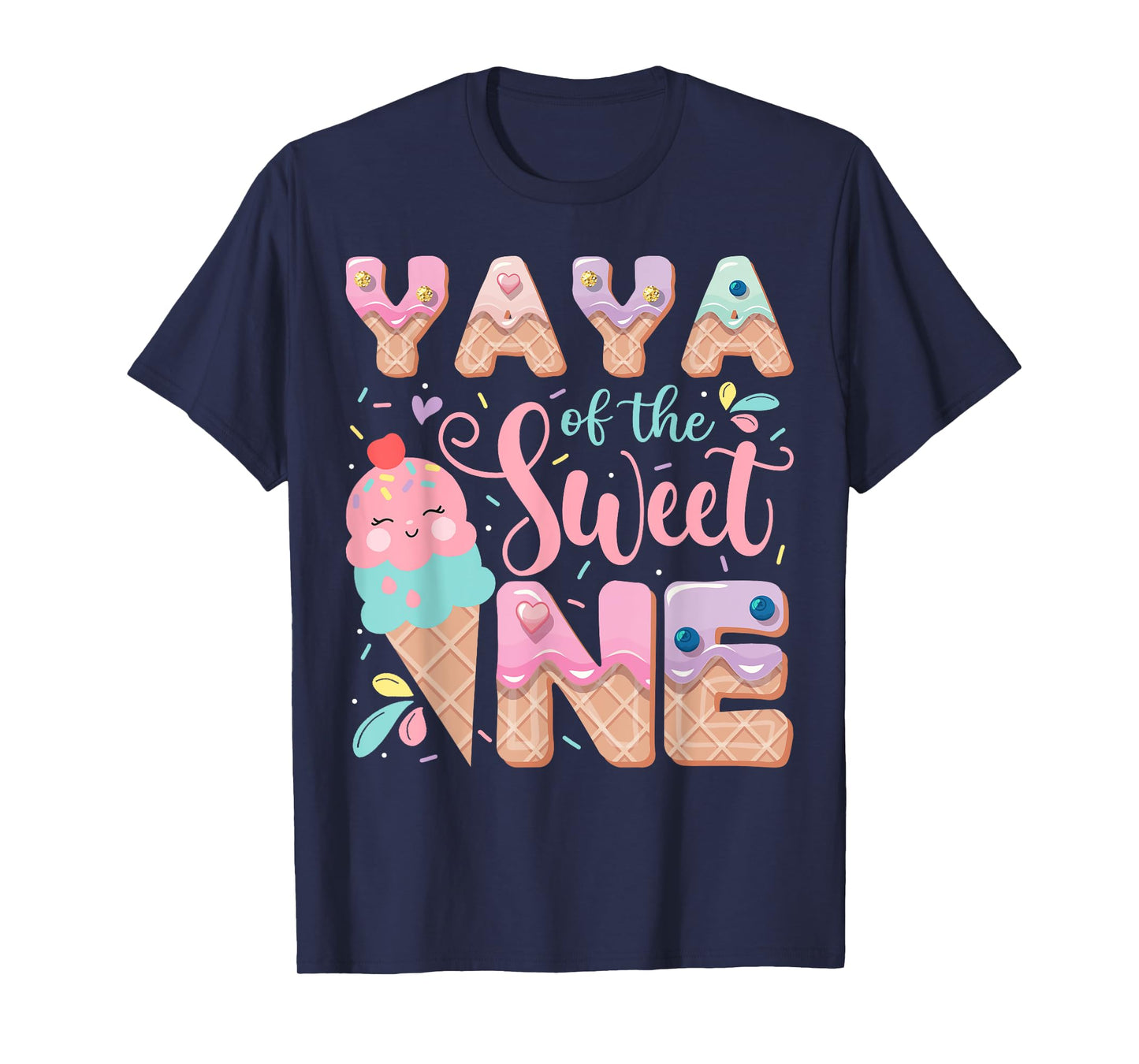Yaya Of The Sweet One Ice Cream 1St Birthday Party T-Shirt