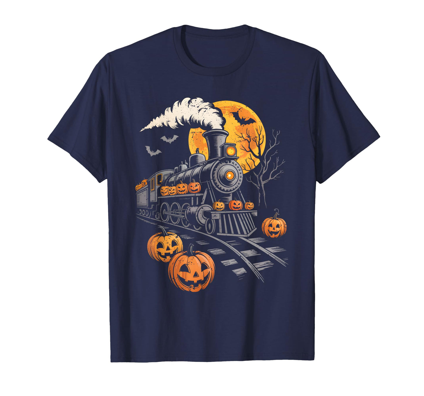 Vintage Halloween Train Jack O Lantern Pumpkin Men Women Kid T-Shirt