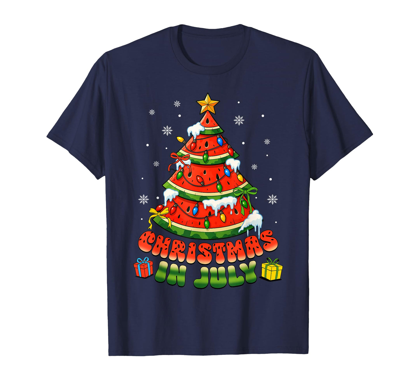 Christmas In July Watermelon Xmas Tree Summer Men Women Kids T-Shirt