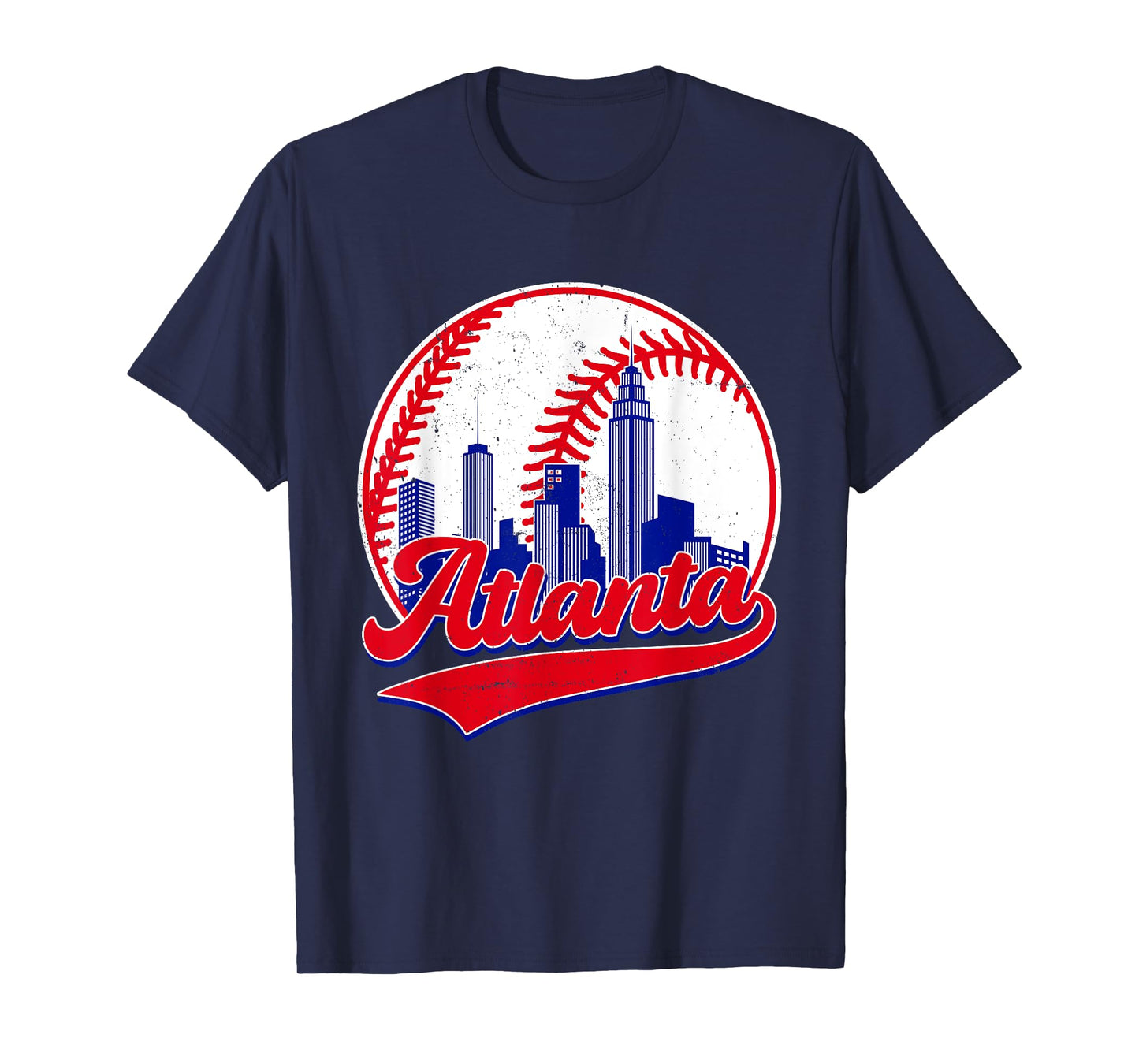 Retro Baseball Player Lover Atlanta Distressed Game Day T-Shirt
