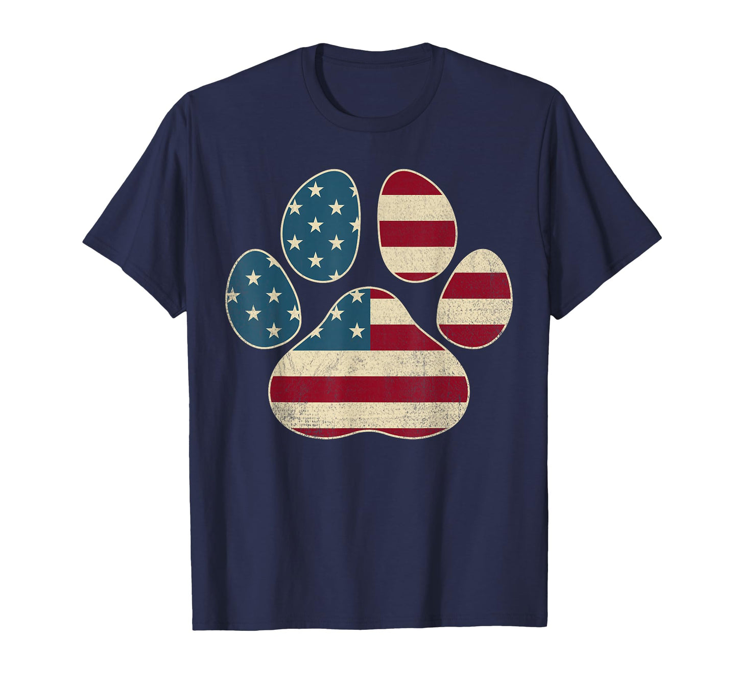 Vintage USA Flag 4th Of July Paw Print Patriotic Dog Lover Women Kids Men T-Shirt