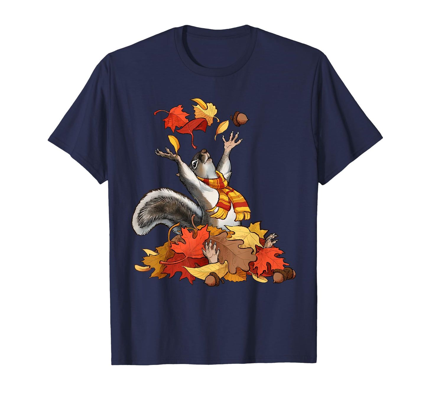 Cute Squirrel With Fall Leaves Autumn Animal Thanksgiving T-Shirt