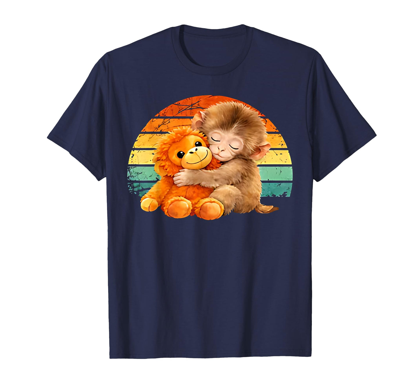 Retro Vintage Baby Monkey Punch T-Shirt - T-Shirt | Navy