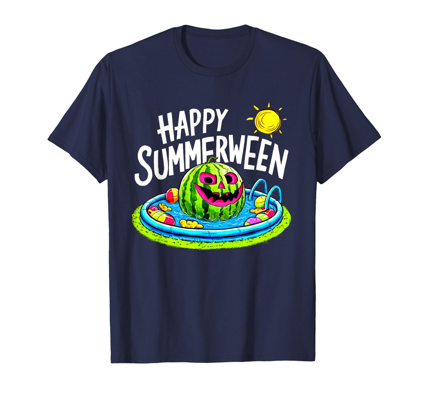 Happy Summerween Summer Watermelon Jack-o-lantern Halloween T-Shirt
