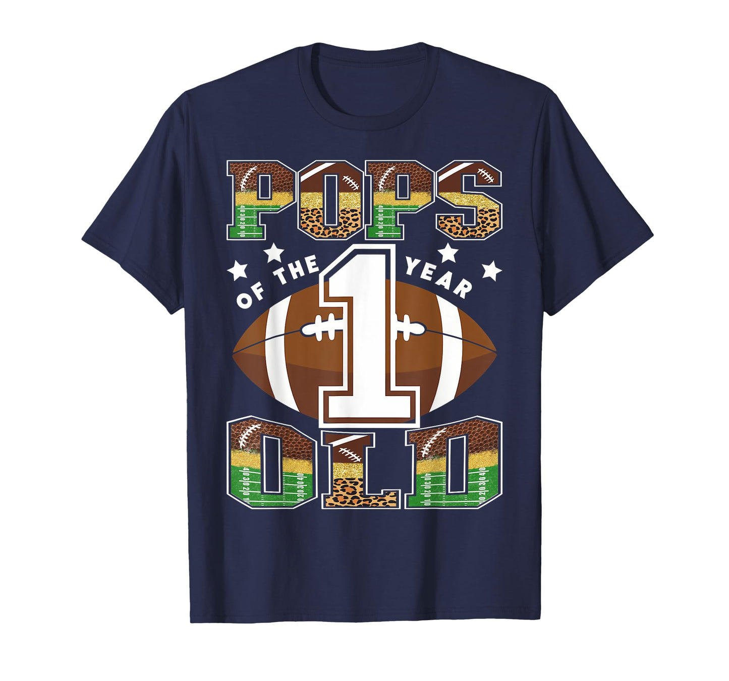 Pops Of The 1 Year Old Football 1St Year Down Birthday T-Shirt