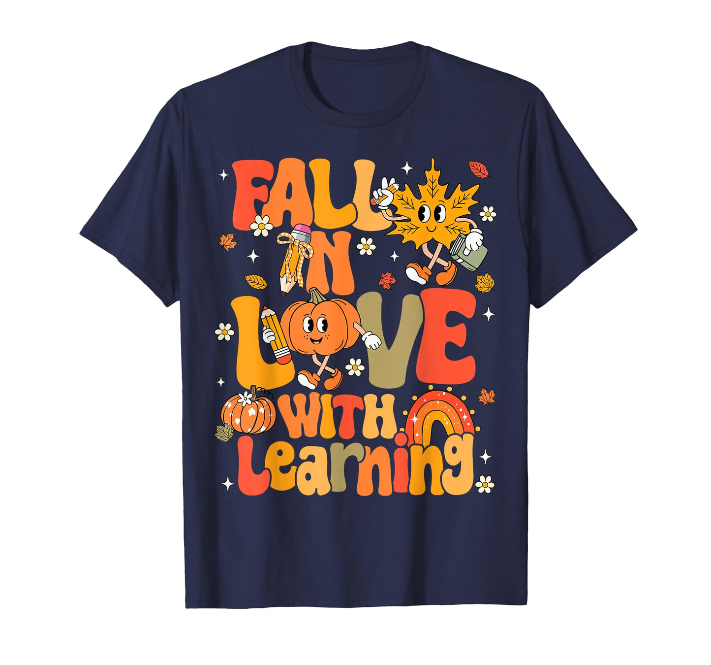 Fall In Love With Learning Autumn Thanksgiving Pumpkin Kids T-Shirt