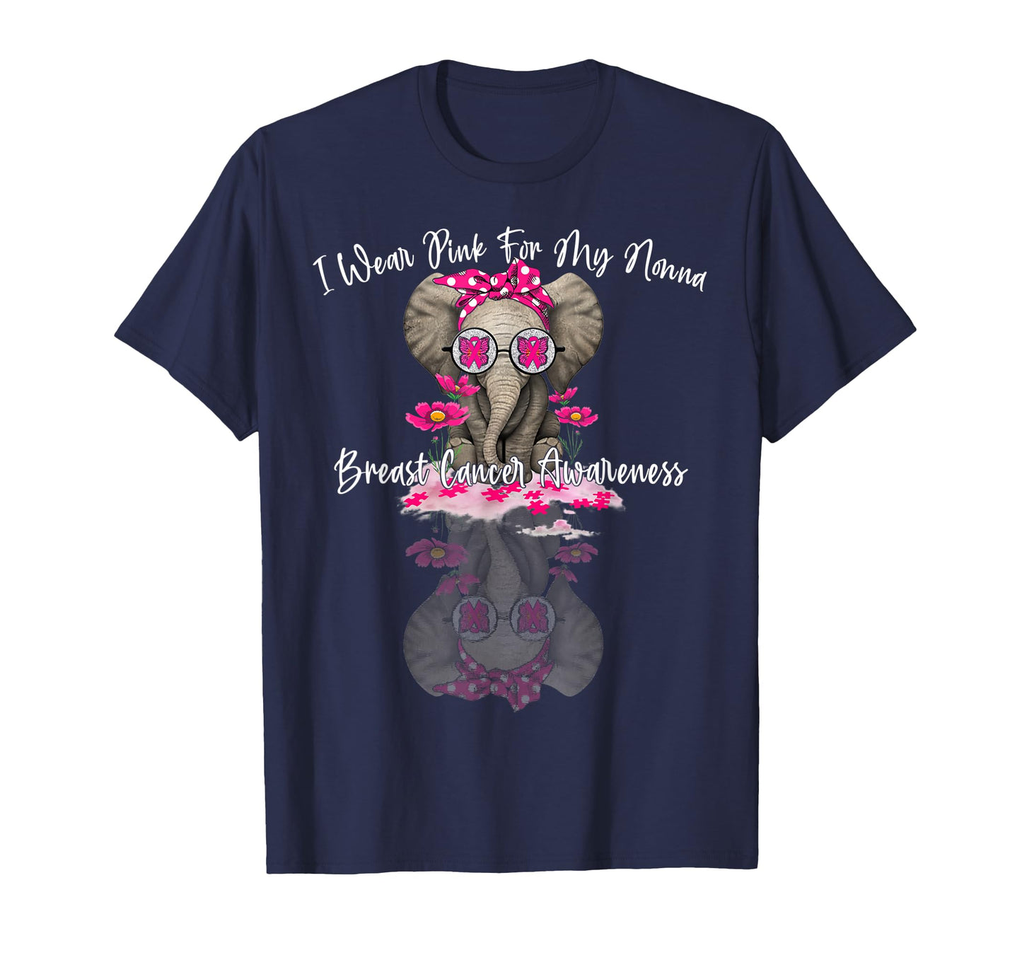 mb I Wear Pink For My Nonna Elephant Breast Cancer T-Shirt