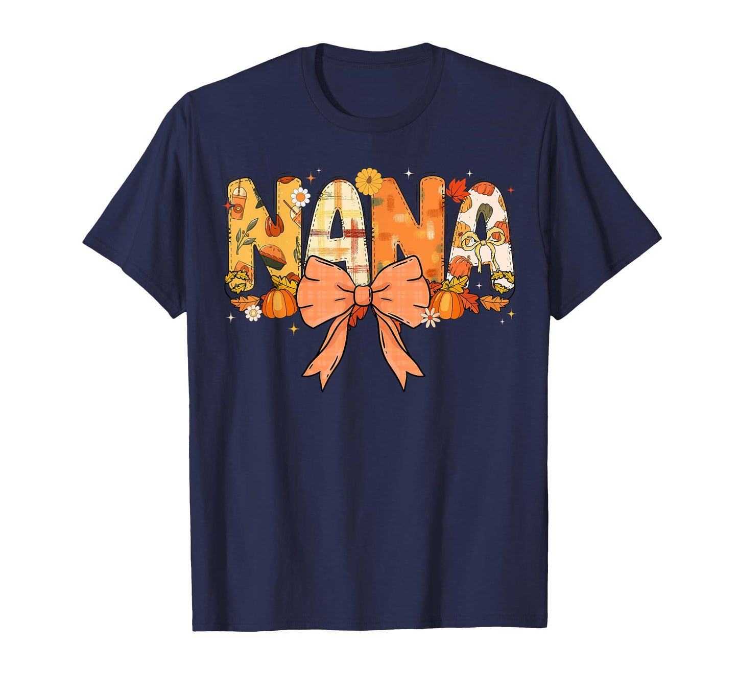 Nana Pumpkin Fall Coquette Bow Thanksgiving Mom Women T-Shirt