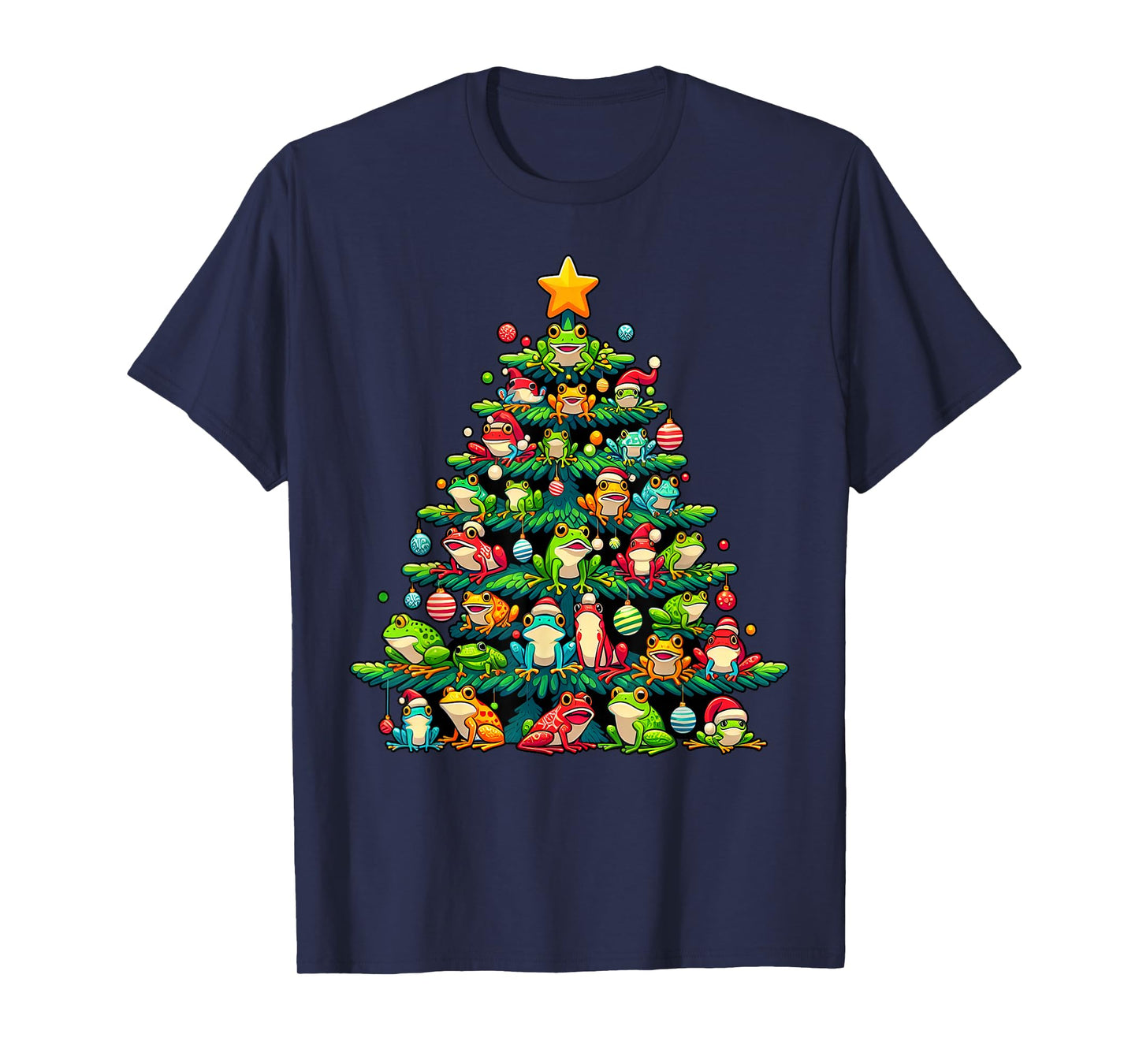 Cute Frog Christmas Tree Funny Xmas Frog Lover Men Women T-Shirt